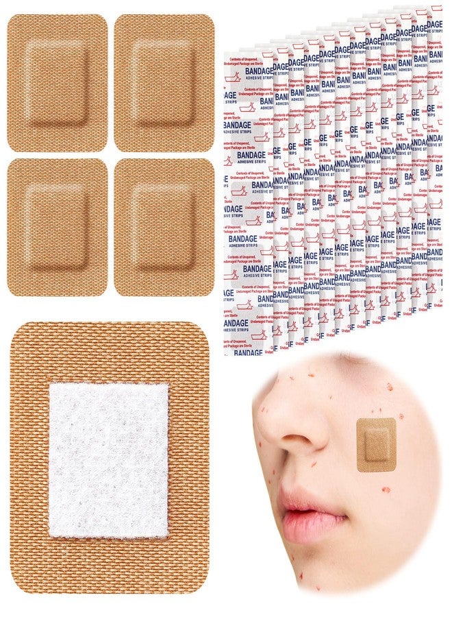 Marsui 200 Pcs Adhesive Spots Bandages Square Tan Adhesive Bandages Flexible Non Latex Knuckle Fingertip for Small Incisions Wound Care Discreet First Aid and Hides Skin Spots(1") - Image 1